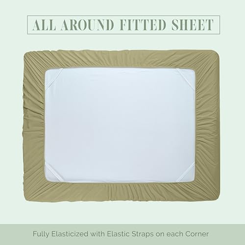 Elegant Comfort Luxury 1500 Premium Hotel Quality Microfiber 4-Piece Sheet Set - Soft, All Around Elastic 18-24 Inches Deep Fitted Sheet - Extra Deep Pocket Sheets, Queen, Sage/Green