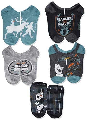 Disney Frozen Girls 5 Pack No Show Socks, Assorted Neutral - Frozen 2, Fits Sock Size 6-8.5 Fits Shoe Size 7.5-3.5