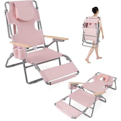 GYMAX 3-in-1 Portable Beach Tanning Chair