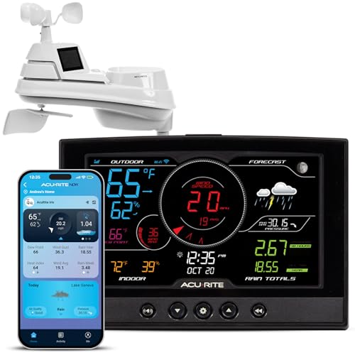 AcuRite Iris (5-in-1) Home Weather Station with Direct-to-Wi-Fi Wireless Display and Alerts for Remote Monitoring Indoor/Outdoor Temperature and Humidity with Wind Speed/Direction (01544M)