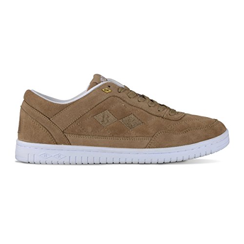 British Knights Quilts Men's Quilted Suede Oxford Sneaker Dk Taupe/White, 11.0