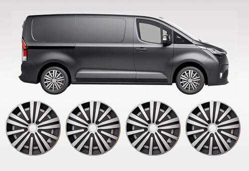 Darfox 16 Inch Wheel Trims Set of 4 – Fits Vauxhall Vivaro, Renault Trafic, Citroen Dispatch, Peugeot Expert, Fiat Talento – Hubcaps for Steel Wheels – ABS with Metal Ring (Spsb)