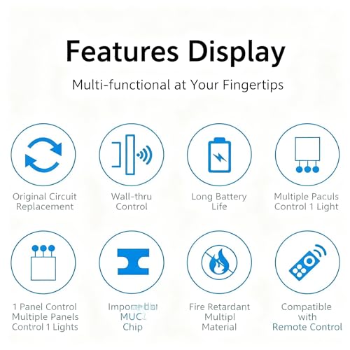 GoodTool Remote Switch Kit, 3 Ways Wireless Light Switch and Receiver Digital, Universal Digital Remote Control for 220V Lights, Smart Lighting Controller for Ceiling Lamps
