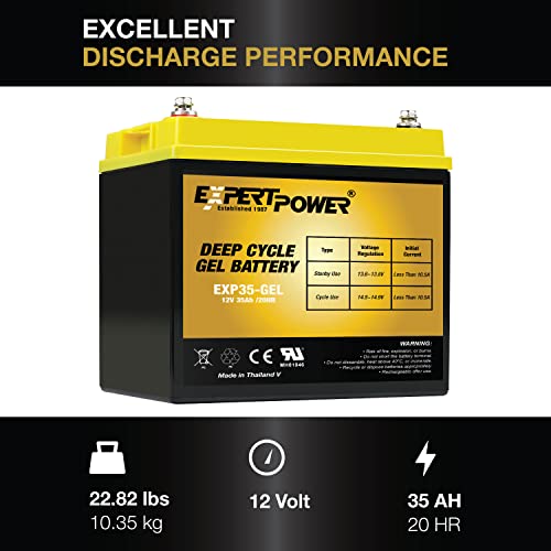 2 Pack 12 Volt 35Ah Rechargeable Gel Type Deep Cycle Battery Expertpower #TOP1