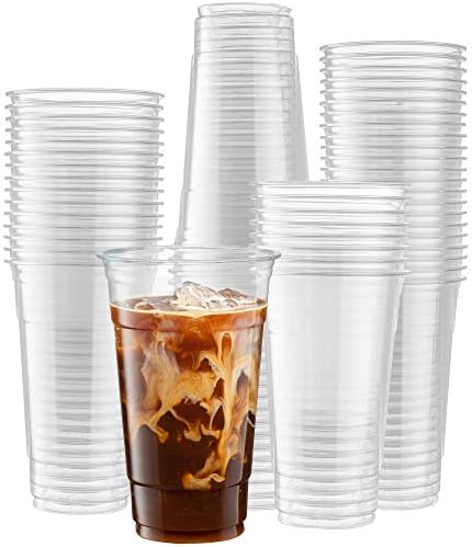 [50 Count] 24 Ounce Crystal Clear PET Cups for Iced Coffee, Cold Drinks, Slush, Smoothy's, Slurpee, Party's, Plastic Disposable Cups
