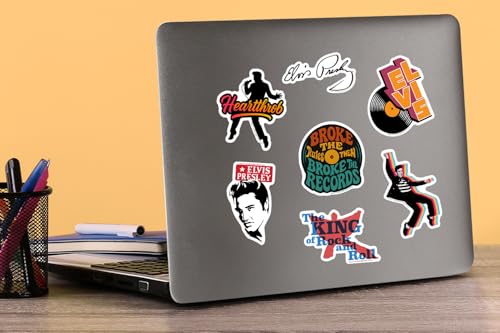 Elvis Presley Iconic 50ct Vinyl Large Deluxe Stickers Variety Pack - Laptop, Water Bottle, Scrapbooking, Tablet, Skateboard, Indoor/Outdoor