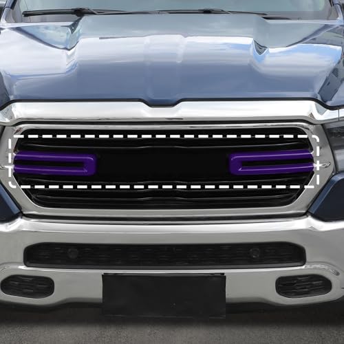 Image of Jimen Compatible with Dodge Ram 2018-2025, 2PCS Front Grille Cover Exterior Trim Accessories (Purple)