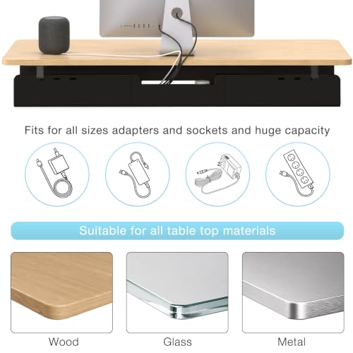 Image of No-Drill Under Standing Desk Cable Management,47.2 inch L,Black