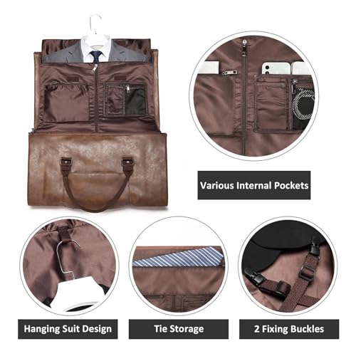 Suit Storage Bag Garment Duffle Bag for Convertible Garment Bag with Shoe Pouch for Travel, Business(Brown)2