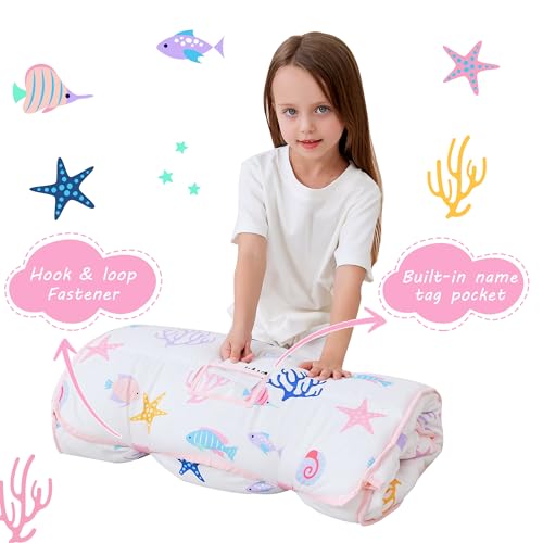 Image of Lasoftan Toddler Nap Mat with Pillow and Blanket, Extra Large Rolled Napping Mats,Slumber Bags for Boys Girls,Kids Sleeping Bag for Daycare, Preschool Travel Camping