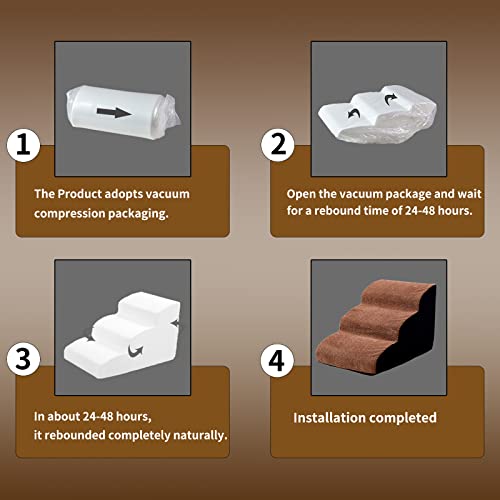 A.fati 3 Tiers Foam Dog Ramps/Steps, Pet Stairs For Dogs, Ramp Stairs Step For Pets With Joint Pain To Sofa, Bed, Ladder For Pig, Cat, Puppy, High Support Foam With Anti-Skid Cover #TOP5