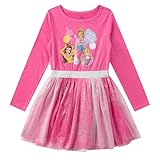 Disney Frozen, Minnie Mouse, Princess Girls Long Sleeve Dress for Toddlers and Big Kids Hot Pink
