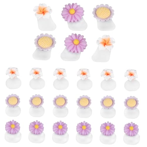 LIFKOME 24Pcs Reusable Silicone Toe Separators for Pedicure Decorative Flower Design Sunflower and Toe Dividers for Women