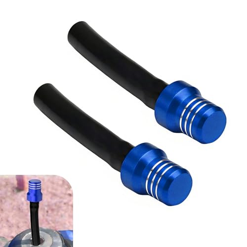 Icyfond 2PCS Breather Hose Gas Fuel Tank Caps, CNC Alloy Fuel Tanks Vent Valve Tube with Check Ball, One Way Oil Gas Tanks Cap Breather Vent Hose, for ATV Quad CRF YZF Motorcycle Dirt Pit Bike (Blue)