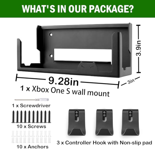 Soporte de pared para Xbox One S BracNova de acero con ganchos 3