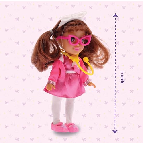 Image of Li'l Diva Doctor-Cassie 6 inch Doll|India's First Preschool Roleplay Pretend-Play Doll with Accessories|Birthday Gift|Toy Doll for Girls 3+|Movable Arms & Legs|Beautiful Dress|Elegant Eyes|Soft Hair Play