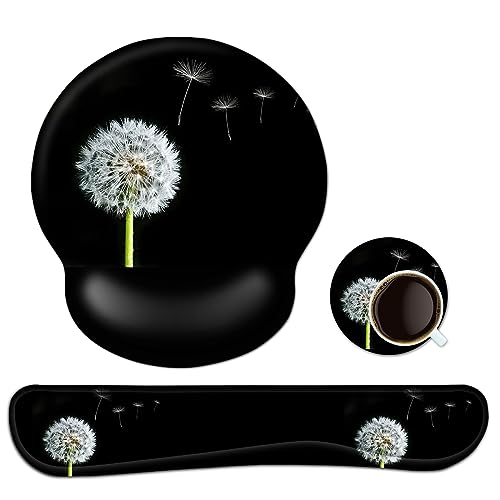 3-in-1 Handgelenkauflage Set, Mauspad mit Gelkissen+Handballenauflage Tastatur+Untersetzer,Ergonomisches Mauspad mit Handauflage,Rutschfest Gaming Mousepad für Zuhause,Büro
