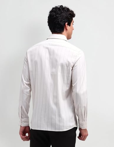 Image of Arrow Men Slim fit Cotton Striped Long Sleeves Semi-Cutaway Collar Shirt