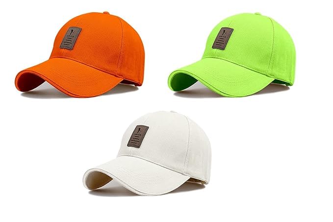 Image of rytoria Combo 3 Pcs Cap for Men and Women Unisex Cotton Caps Adjustable Strap Free Size Summer Sports Cricket Gym Dance