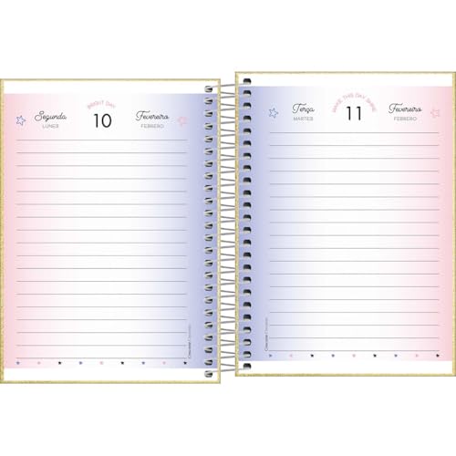 Tilibra - Agenda Espiral Diária 11,7 x 16,4 cm Shine 2025 - Prata