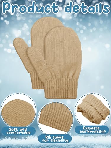 Image of Boao 5 Pairs Toddler Mittens Magic Stretch Black Kids Winter Knitted Gloves Multicolor Newborn Warm Gloves for Boys and Girls