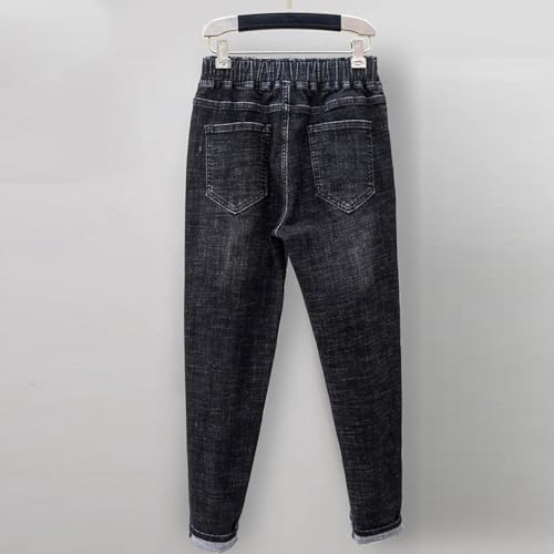 Womens Elastic Waist Ripped Distressed Jeans Pants for Curvy Boyfriend Straight Leg Bell Bottom Jeggings Plus Size3