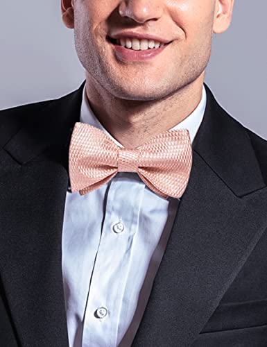 Image of DiBanGu Men Bow Tie Paisley Striped Self-Bow Tie for Men and Silk Woven Bowtie Pocket Square Cufflinks Wedding Party