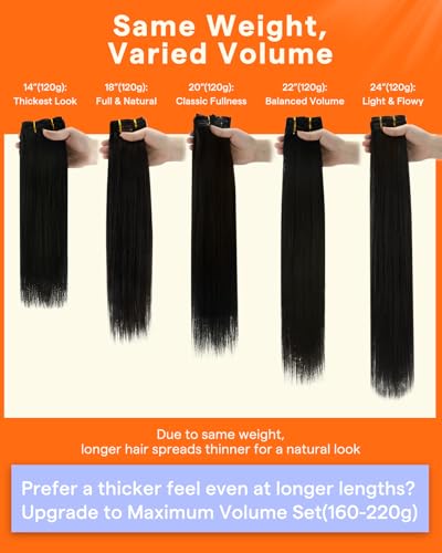 Image of Full Shine Hair Extensions Clip ins Ombre | Dark Brown to Light Brown Highlighted Caramel Blonde, Natural Long Clip in Hair Extensions Human Hair, 22 Inch 7 Pcs 120g