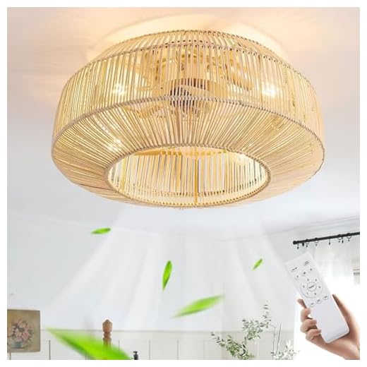Ventilador De Techo Vintage De Bambú Con Iluminación E27 Y Control Remoto - Lámpara Con 6 Velocidades De Viento Para Sala De Estar Y Comedor