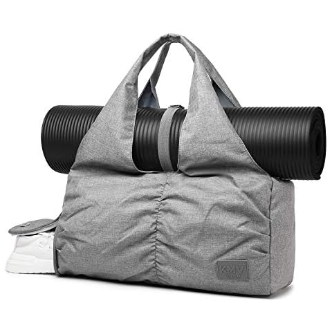 Travel Yoga Gym Bag for Women, Carrying Workout Gear, Makeup, and Accessories, Shoe Compartment and Wet Dry Storage Pockets (Large,Grey) Cover