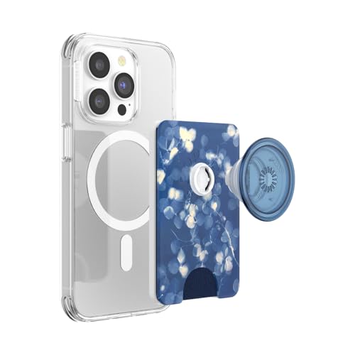 Image of PopSockets Phone Wallet for MagSafe, Phone Card Holder with Grip, Blue - Phantom Aspen