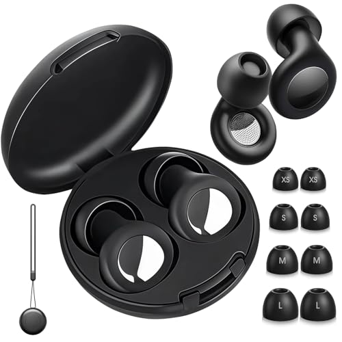 Tapones Oídos Ruido Dormir – 4 Tamaños Incluidos, Tapones de Silicona Reutilizables con Reducción de Ruido hasta 45 dB, Súper Cómodos para Dormir, Viajar, Trabajar, Conciertos (Negro, talla única)