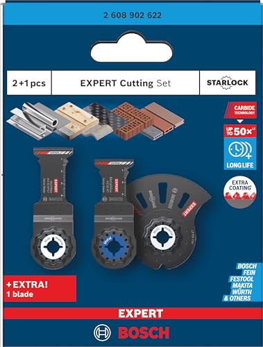 Bosch 3x Coffret EXPERT Cutting (pour Tuyaux en acier inoxydable, Bois avec métal, Longueur mm, Professional Accessoire Outil multifonction)