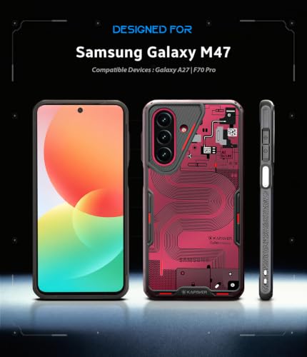 Image of KAPAVER iON-X Back Cover Case Compatible with Samsung Galaxy A27 5G / M47 5G / F70 Pro (TPU + Poly Carbonate | Cyber-i Smoke Black)