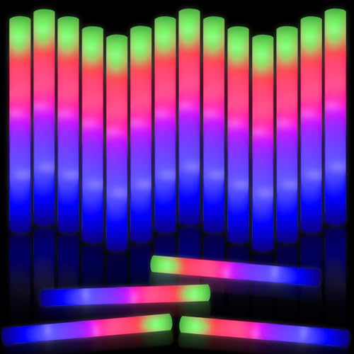Taotuo Halloween Glow Sticks Bulk, 24Pack Light Up Foam Sticks with 3 Modes Flashing Changing, Glow in The Dark Party Supplies for Wedding Party Birthday Raves Christmas