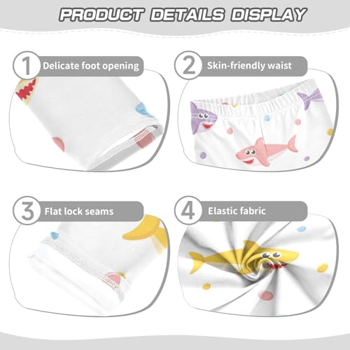 Colorful Shark Girls Leggings,Workout Leggings for Girls Toddler Athletic Legging Size for 3-10T3