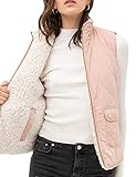 NE PEOPLE Women’s Quilted Vest – Reversible Lightweight Sleeveless Full Zip Up Faux Fur Lining Gilet Jacket with Pockets NEWV44 Blush S