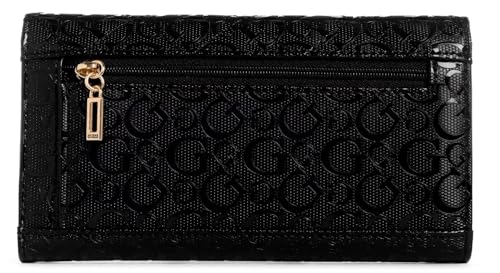 GUESS Women's Quilted Shiny Logo Slim Wallet Clutch Bag - Black2