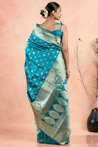 Image of Subham Women Saree Chandrakor Paithani Silk Cotton | Soft Daily Wear Golden Zari Sari with Unstitched Blouse