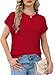 Christmas Sweaters for Women Cap Short Sleeve Dressy Casual Beach Fashion Vacation 0utfits Ribbed Crochet Knit Tops Valentine's Day Shirts Date Night Spring Summer Tops Red L