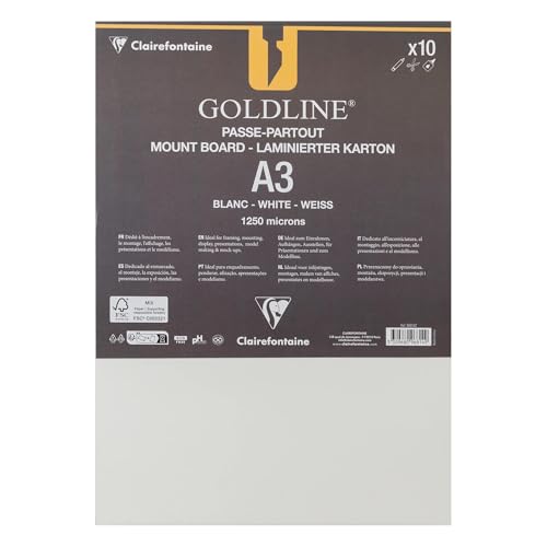 Contrecollé passe-partout âme blanche Clairefontaine A3 épaisseur 1,25 mm blanc