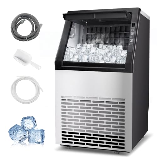 Stopsad Commercial Ice Maker, 100lbs/24H with 20Lbs Storage, 36 Cubes in 11Mins, Stainless Steel Freestanding & Under Counter Large Ice Machine with LCD Display, Self-Cleaning for Home Bar Restaurant
