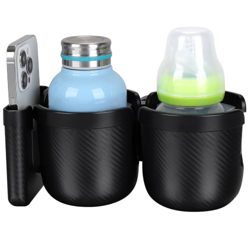 Image of Accmor Stroller Cup Holder with Phone Holder, Bike Cup Holder, Universal Cup Holder for Uppababy Nuna Strollers, 2-in-1 Drinks Holder for Walker, Wheelchair, Scooter
