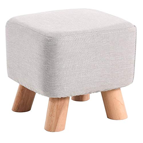 Tabouret pouf en bois beige idéal pour salon et chambre