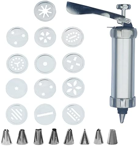 SCGFPOE Dessert Decorating Syringe Set,Stainless Steel Cake Tools,Cupcake Frosting Filling Injector Kits for Cake,Cream,Cookies,Baking(Silver)