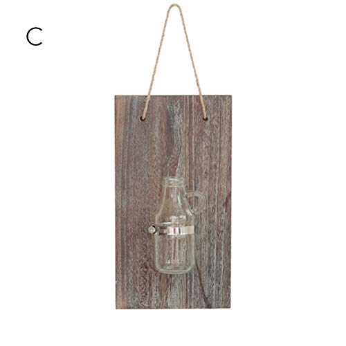 Peahop Wall vases hydroponics plants hanging glassware solid wood board hanging planters on the wall for home garden living room decor c
