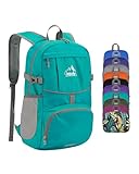 WATERFLY Hiking Foldable Daypack Backpack: 25L Ultra Lightweight Waterproof Day Pack for Woman Man - Small Compact Packable Folding Back Pack for Outdoor Sport Cycling Biking Travel Trip - Turquoise