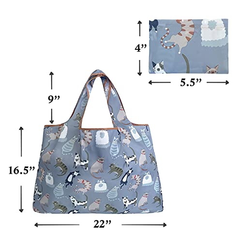 Allydrew Large Foldable Tote Nylon Reusable Grocery Bags, Cool Felines #TOP5