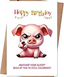 Divertida tarjeta de cumpleaños de cerdo, bonitos regalos de cumpleaños para amantes de cerdos y animales de granja, hombres, mujeres, él, ella, amigo, compañero de trabajo