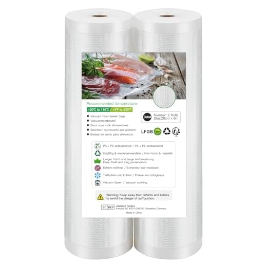 Vakuumförseglingspåsar vakuum mattätare rullar, 2 rullar 28 x 600 cm förvaringspåsar, kraftiga kommersiella anpassade storlekar matväskor för matförvaring, sous vide-matlagning, BPA-fri